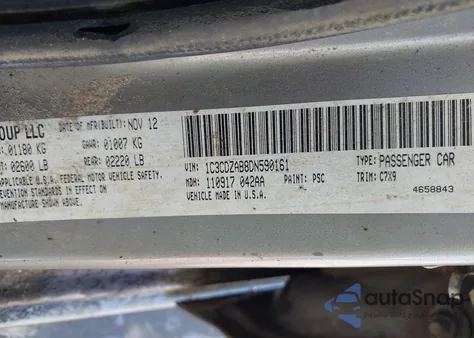 2013 Dodge Avenger Se z USA, uszkodzony, nr VIN 1C3CDZAB8DN590161